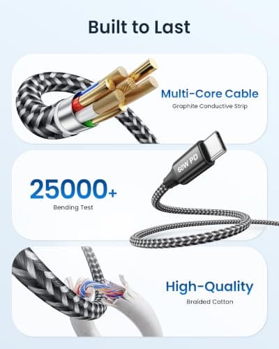 RAVIAD USB C to USB C Cable Charger 60W 4-Pack [0.5/1/1/2M] USBC to USBC — view 6