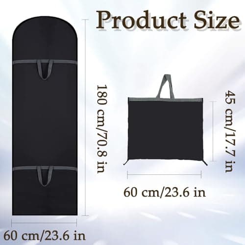 1 Pack Long Dress Bags Covers Dust ProofClothes Covers, Translucent Window Lightweight Foldable Washable Black Hanging Garment Bags with Handle for Coat Gowns,Dresses,Shirts,Jackets(Black) — view 2