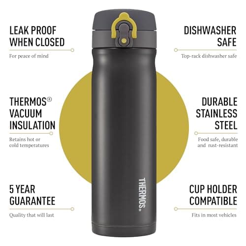 Thermos - Charcoal Direct Drink Flask (470ml) Reusable Insulated Stainless Steel Thermal Coffee Cup for Hot or Cold Drinks, Vacuum Sealed Water Flask with a Leak-Proof Lid, 10hr Hot/24hr Cold — view 2