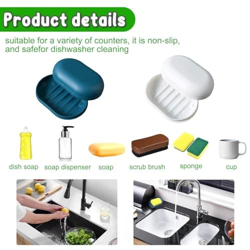 2Pcs Travel Soap Case Box – Leak-Proof Soap Dish with Lid for Shower, Gym, Camping, Hiking – Portable Soap Container for Bar Soaps – Drainage Tray & Snap Closure – Compact, Durable & Reusable — view 3
