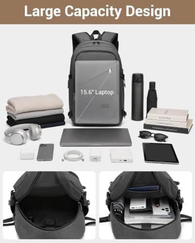Kono Laptop Backpack School Bag Anti Theft Rucksack for Men Dark Grey — view 3