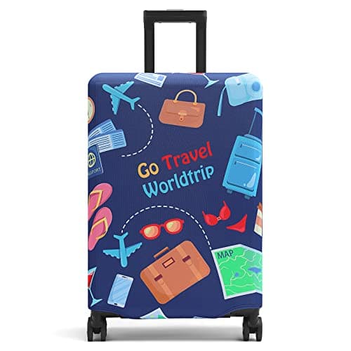 Youth Union Suitcase Cover 18-32 Inch Bamboo Charcoal Fiber Luggage Cover Polyester Clear Travel Luggage Trolley Case Cover Protector, Flamingo 5, S