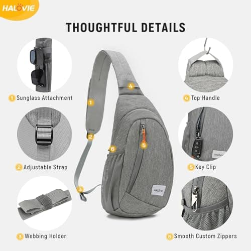 HALOVIE Anti Theft Sling Bag RFID Crossbody Bag Travel Sling Backpack Lightweight Shoulder Chest Bag for Hiking Walking — view 5