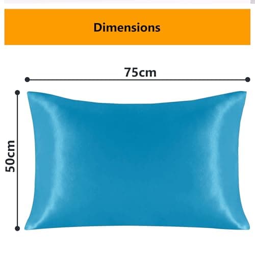 My home store Teal Blue Silk Pillow Cases 2 Pack - Antibacterial Hypoallergenic Travel Pillowcases Silk Standard Size 50x75 cm — view 4