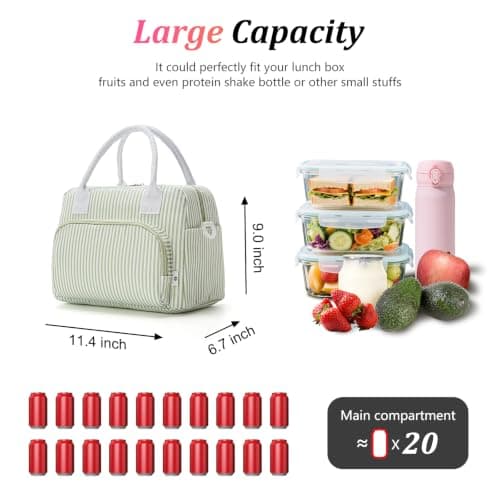 AOTM Lunch Bags for Women 12L, Insulated Cool Bag with Strap for Work — view 2