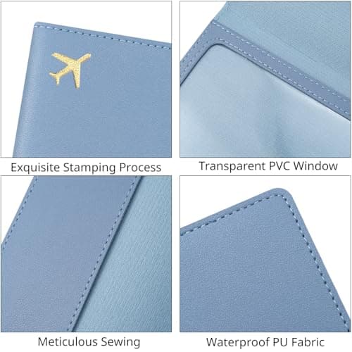 ILIYAH PU Leather Passport Holder Cover for Women Men Credit Cards Boarding Passes Travel Wallet Case(Haze Blue) — view 4