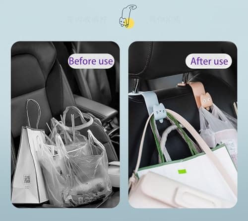 Gouccpu Auto Hooks, 2 Pack Car Storage Organiser Bag Hooks, Universal Auto Backseat Handbag Hooks, Multifunctional Car Back Seat Headrest Hanger for Hanging Bag Handbag Grocery Bags (Yellow) — view 3