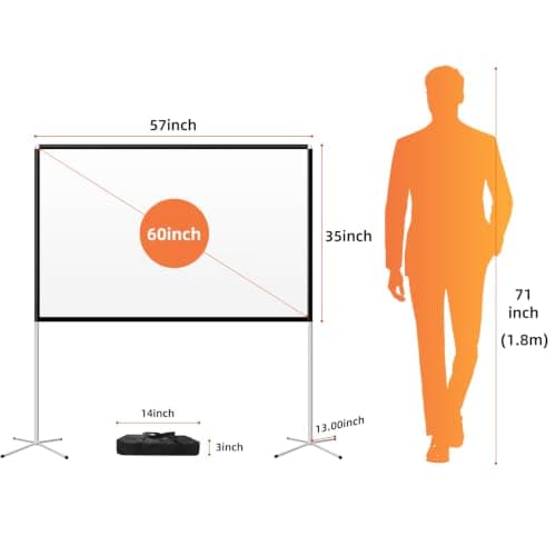 AODIOU Portable 60" Projector Screen, 16:9, Wrinkle-Free, Lightweight, Aluminum & Polyester, Manual, Floor & Table Mount — view 5