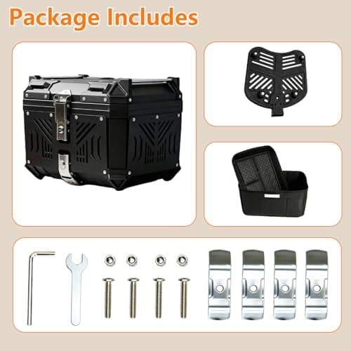 45L Motorcycle Top Case with Lock&Keys, Aluminium Alloy Motorcycle Tail Box — view 6