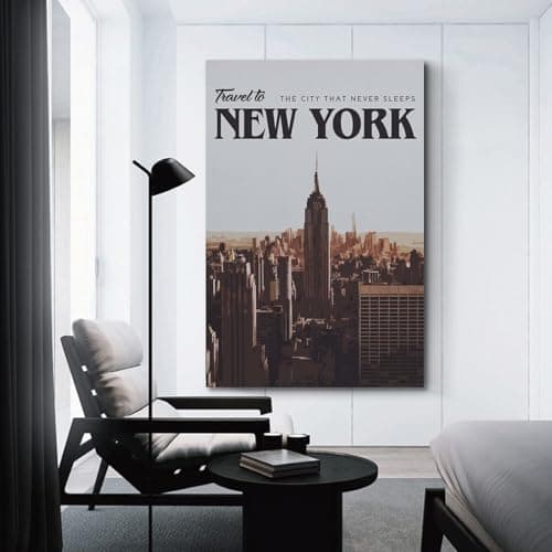 Vintage Travel New York, City That Never Sleeps Skyline.jpg Poster Modern Wall Art Canvas Aesthetic Decoration Painting 24x36inch(60x90cm) Unframe-style — view 3