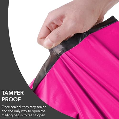 50 Mixed Hot Pink Parcel Bags, Postage Bags, Mailing Bags 5 Sizes 10 Each Poly Postal Bags Self Seal iSOUL Small to Large Mailing Bags Packaging Assorted Mailers Posting Shipping Post Bags — view 2