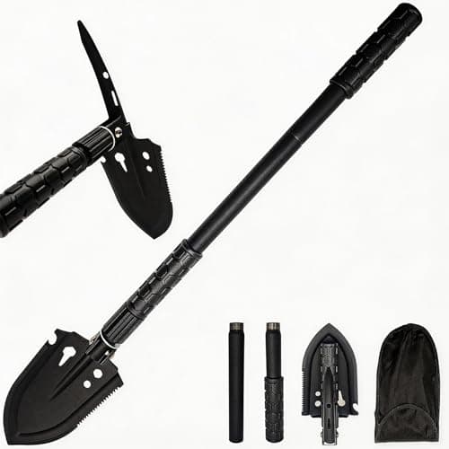 Folding Survival Shovel 26 IN, 50# High-Carbon Steel Entrenching Tool for Camping, Firefighting, Garden, Hunting, Hiking, Fishing, Car Emergency, Gifts for Men