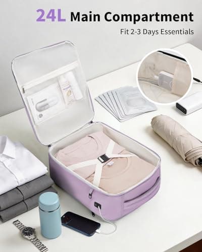ECOHUB for Ryanair Cabin Bags 40x30x20, 24L Womens Travel Backpack Underseat Carry On Rucksack with Laptop Compartment, Recycled Water-resistant Hand Luggage Bag for Flight Overnight, Lavender Gray — view 3