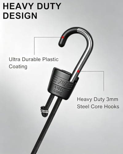 5 Pack 100cm (39 Inch) Adjustable Bungee Cords with Hooks – Heavy Duty Elastic Shock Cord Straps for Luggage, Roof Racks, Bike Racks, Camping, Car Roof, Tie Downs & Garage — view 6