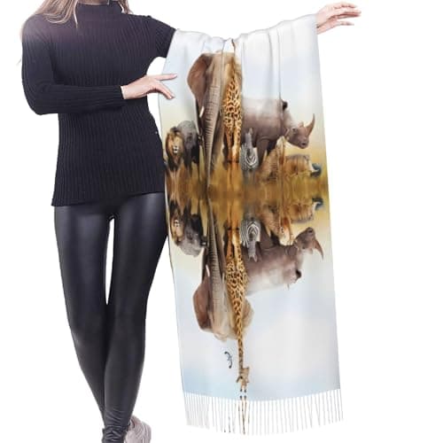 LGHHGY Fringed Scarf for Women – Warm Animal Safari Print Shawl – Perfect for Fall and Winter, Fashionable Travel Accessory — view 2