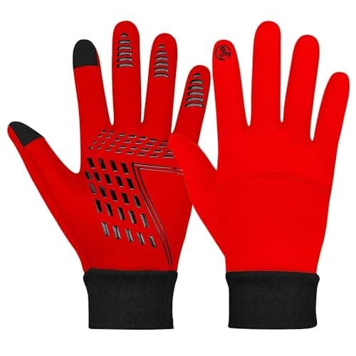3S SPORTS Men's Cycling Winter Warm Windproof Waterproof Anti-slip Thermal Touch Screen Ski Gloves (Red, S)