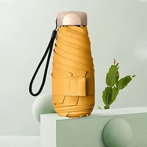 Perfeclan Travel Umbrella Mini Folding Umbrella Strong 2 in 1 Function Water Resistant Folding Portable Handbag Pocket Umbrella, Sunshade UmbrellaUPF>50+ UV Protection Lightweight, Yellow — view 4