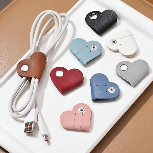 PureSphere 10-Pack Heart Shape PU Cable Tidy Straps, Random Multicolour — view 5