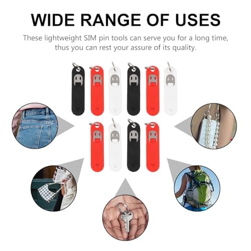 STOBAZA 10pcs Sim Card Tray Removal Tools with High Toughness Iron and Silicone Material, Universal Phone Sim Cards Pin Ejector for Mobile Phones and Smart Devices Random Color — view 3