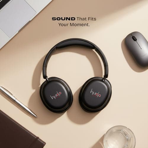 Hiudio HIANC 3011 Wireless Headphones with Active Noise Cancellation, Bluetooth V6.0, Collapsible Design – 27H Battery Life, Immersive Sound, Comfortable Fit (Black) — view 4