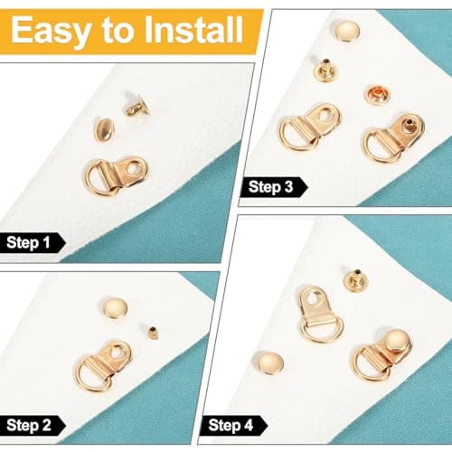 sourcing map 20 Sets Shoelace Hook,Boot Lace Hooks with Rivets Gold — view 4