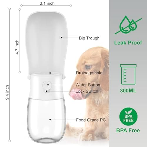 Gezimetie Dog Water Bottle - Foldable Dog Water Dispenser for Walking with Dog Waste Bag, Portable Pet Water Bottle for Travel, BPA Free Water Bottle for Cat, Rabbit,Puppy and Other Animal 300ML — view 2
