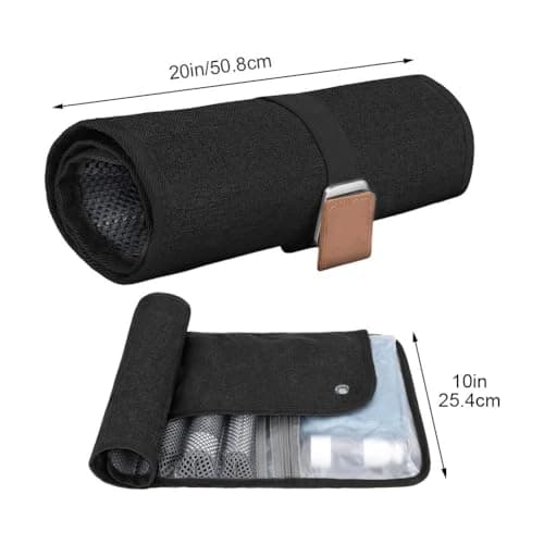 Abbdbd Leather Roll Up Toiletry Bag Water Resistant Shaving Kit Bag Portable Makeup Bag for Bathroom Gym Business Trip — view 3