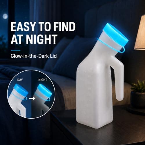 Urinal Bottles for Men 2 Pack – 1000ml Pee Bottle with Glow in The Dark Lid — view 4