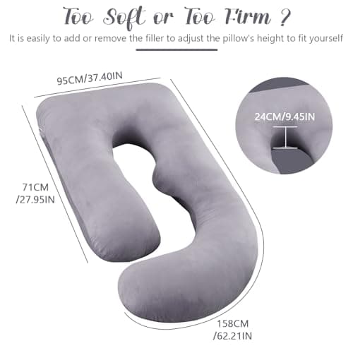 Labtec Pregnancy Pillows For Sleeping, Velvet U-shape Maternity & Body Pillows, Full Body Pillow, Maternity Hips, Legs, Belly For Pregnancy & Back Support Pillow [ Light Grey] — view 4