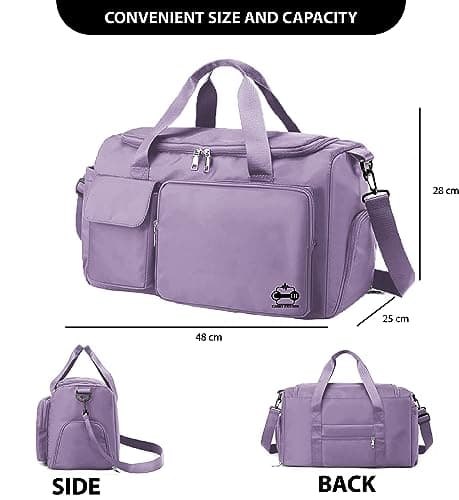 CarryFitness® Sports Gym Bag Duffle Bag with Shoes Compartment, Waterproof Weekend Bags for Women and Men, Hand Luggage Bag, Lightweight Holdall Hospital Overnight Bag - Purple 37L — view 2