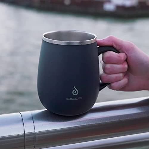 Ideus 460ml Insulated Coffee Mug with Lid and Handle (Navy Blue) — view 6