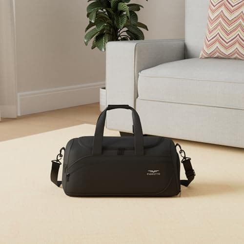 FIORETTO 35L Mens Sports Gym Bag with Wet Pocket & Shoe Compartment,Travel Duffle Overnight Bag with Padded Shoulder Strap, Water-Resistant Sports Holdall for Swimming, Basketball Black — view 2