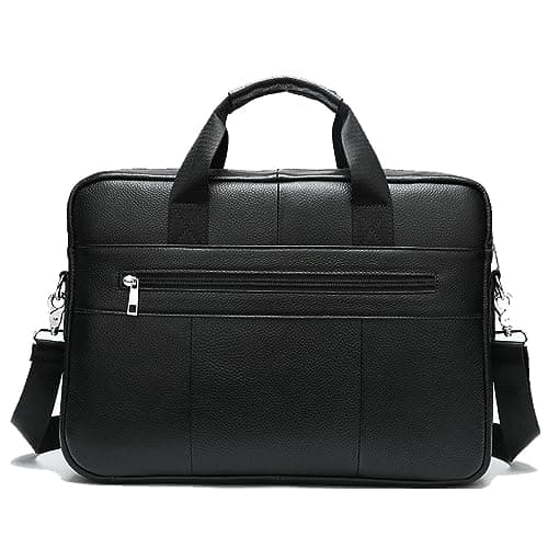 BTDAO Leather Briefcase 15 inch Laptop Bag Messenger Shoulder Work Bag Crossbody Handbag for Business Travelling for Men Father Husband (CFC-Black) — view 4