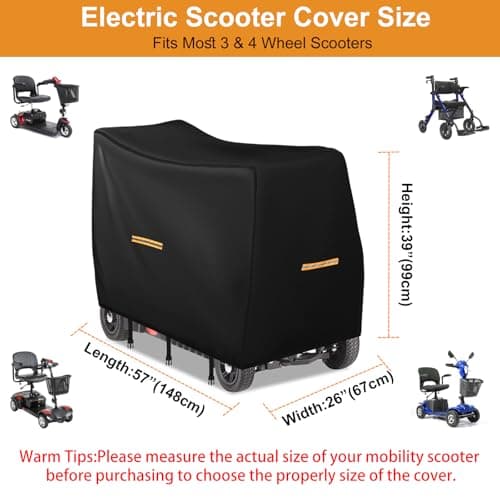 Mobility Scooter Covers Waterproof Heavy Duty,420D Oxford Fabric Electric Scooter Cover,Motorized for Travel,4 Reflective Strips,3 Windproof Buckles,Outdoor Protection(XL 57"x 26"x39") — view 5