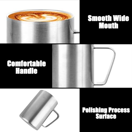 LDXDRU 3 Pack 500ml / 17oz Camping Mugs, Stainless Steel Mugs with Handle, Double Wall Insulated Mugs Coffee Cup Travel Mugs Drinking Mugs for Cold or Hot Drinks Beverages Milk Juice Tea — view 5