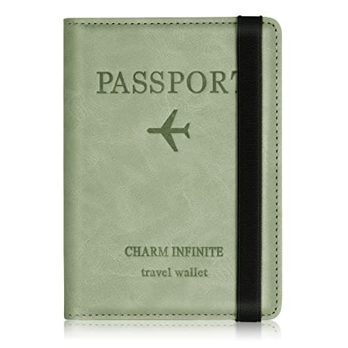 Toctax Passport Holder Cover, PU Leather RFID Travel Wallet Case Organiser Accessories, UK Passport Cover for Passport, Business Cards, Credit Cards, Boarding Passes (Green)