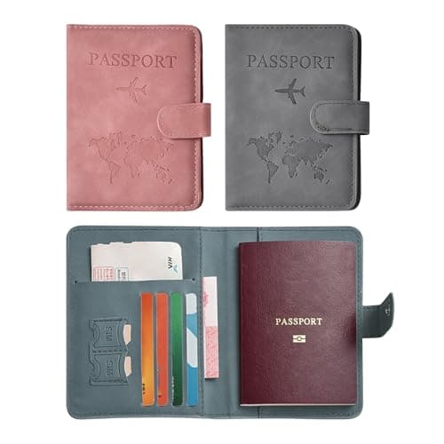 Haluway 3 Pcs Passport Holder Cover, PU Leather Travel Wallet with RFID Blocking, 9-Pocket Passport Organiser for Cards, Tickets, Boarding Passes & SIM Cards, Travel Accessories for Men & Women — view 4