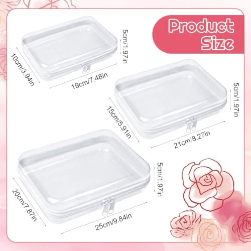 3PCS Clear Hard Shell Zipper Cases, Waterproof Travel Toiletry Toys Bags — view 2