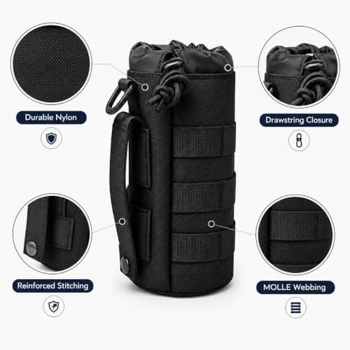 Ezranova 1pcs Molle Water Bottle Pouch for Hiking and Cycling (Black) — view 5