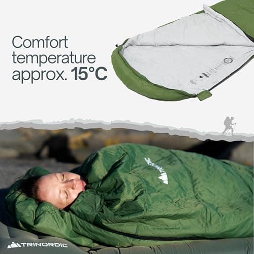 Trinordic Lightweight Summer Sleeping Bag - Mummy, 780g, Green, Regular — view 3