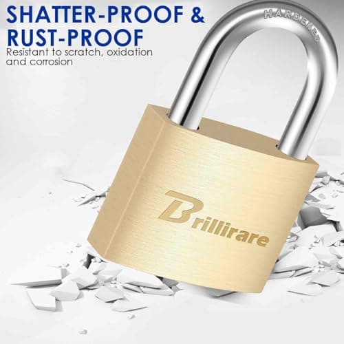 4 Pack Luggage Locks with Keys, Brass Padlock, Solid Copper Travel Waterproof Keyed Lock Unbreakable, Outdoor Metal Lock for Lockers, Bags, Backpack, Gym, Gate, Toolbox-Golden — view 5