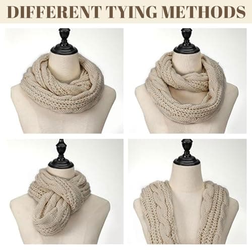 Muorruo Scarf for Women, Winter Scarf, Infinity Scarves for Cold Weather, Warm Winter Infinity Circle Loop Scarf Knitted, Thick Winter Infinity Circle Loop Scarf Ribbed Knit — view 5