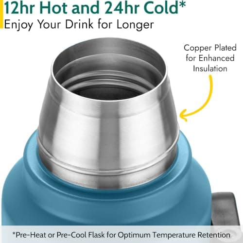 Trail Vacuum Flask with Handle, Camping & Travel, 1300ml, Teal — view 4