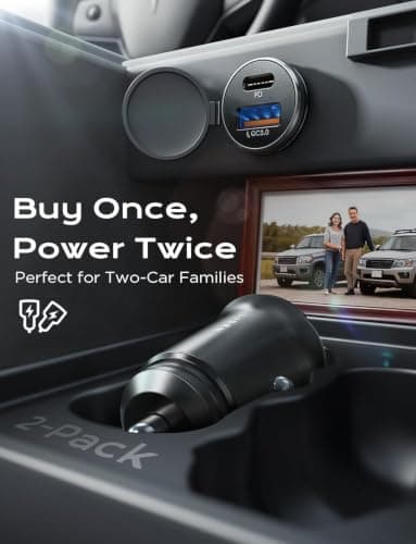 LISEN 12V Car Charger USB Adapter 2 Pack Cigarette Lighter USB Charger 69W — view 2