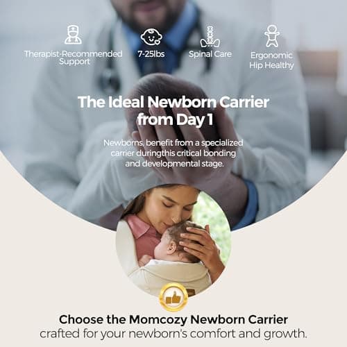 Momcozy Newborn Carrier for 0-12M/3.2-11.3kg, Waist 64-127cm, Cotton Khaki — view 2