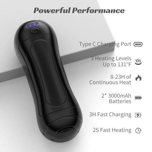 FANDLISS 2-in-1 Hand Warmer Rechargeable,Portable 6000mAh,3 Heat Mode,Black — view 6