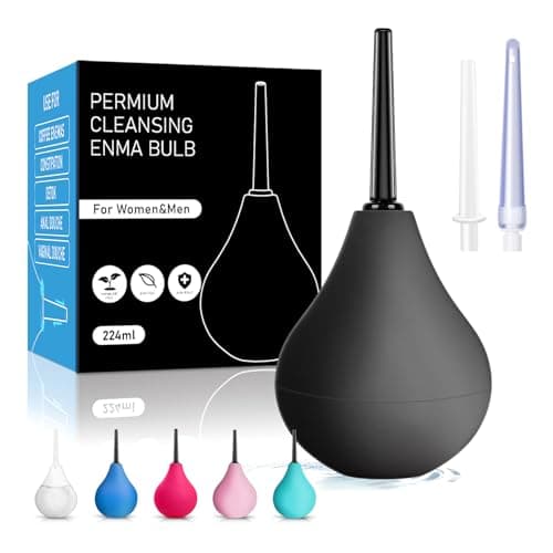 Anal Douche Enema Kit - 224ml Enema Bulb with 3 Replaceable Nozzles