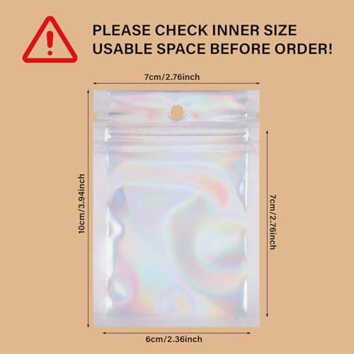 50 PCS Smell Proof Bag, Mylar Bags 7x9cm, Foil Ziplock Bags Small Smell Proof Bag, Small Resealable Bags Storage Pouches Grip Seal Clear Plastic for Food Storage,Jewelry,Electronics — view 2