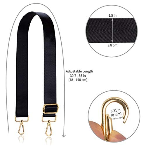 Allzedream Large Adjustable Shoulder Bag Strap Replacement Black/Gold Medium Modern — view 5