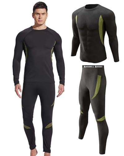 UNIQUEBELLA Men's Ski Underwear Winter Suit Thermal Underwear [Thermal Underwear] - Black, Extra Large — view 2